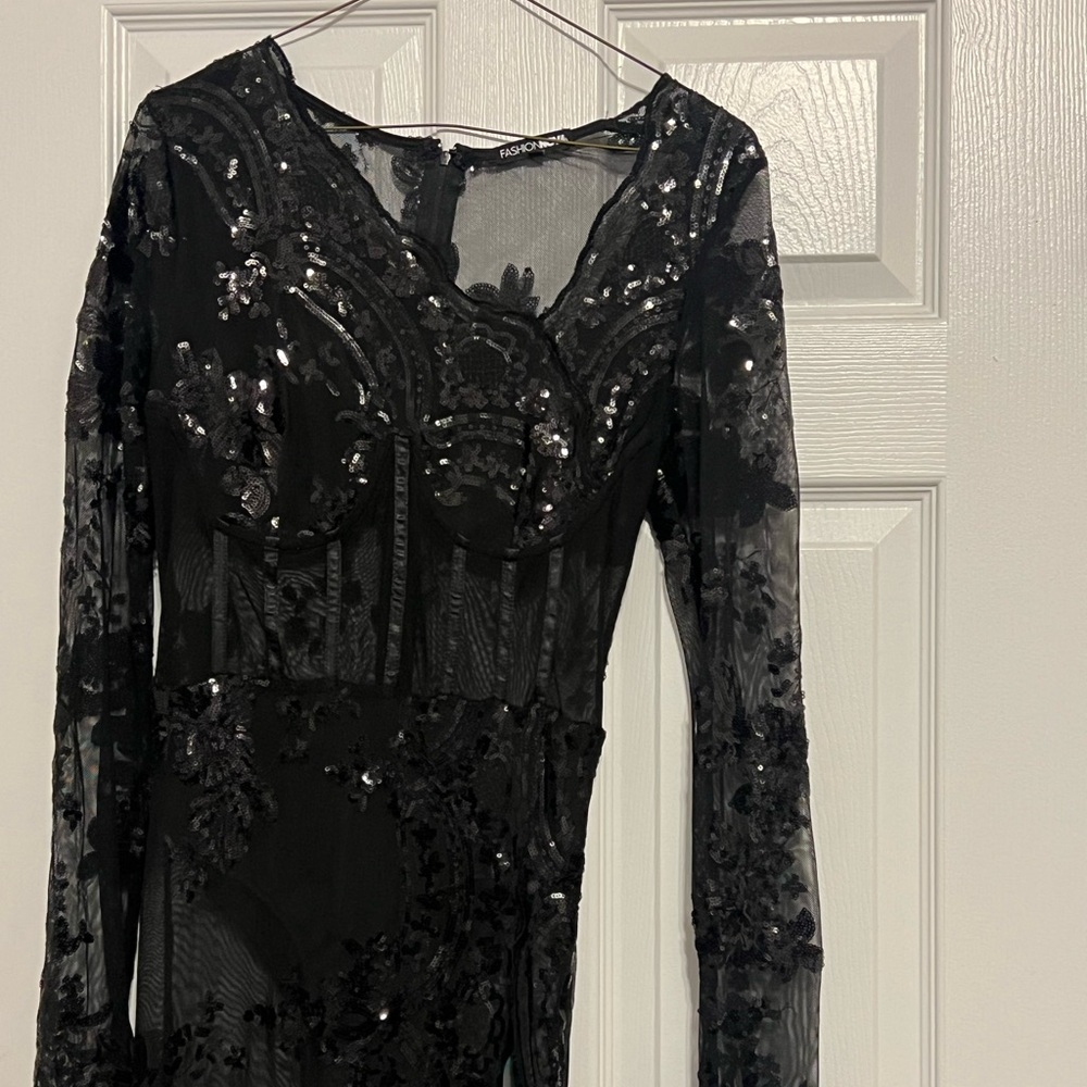 Glam Factor Sequin Black Dress